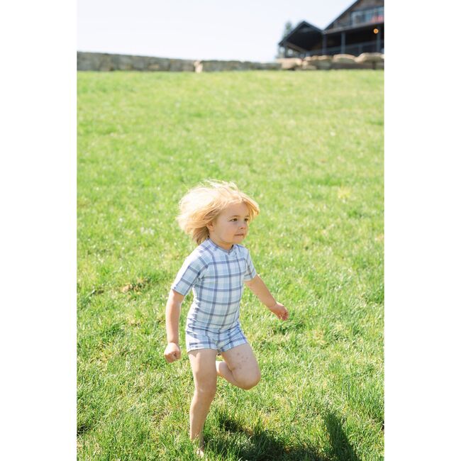 Boy's Maritime Plaid Rashguard One Piece