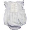 Linen Ruffle Bubble Romper, Light Blue - Rompers - 1 - thumbnail