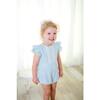 Linen Ruffle Bubble Romper, Light Blue - Rompers - 2