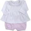Long Sleeve Swing Top and Short Set - White Top, Pink Striped Short - Mixed Apparel Set - 1 - thumbnail