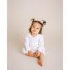 Long Sleeve Swing Top and Short Set - White Top, Pink Striped Short - Mixed Apparel Set - 2