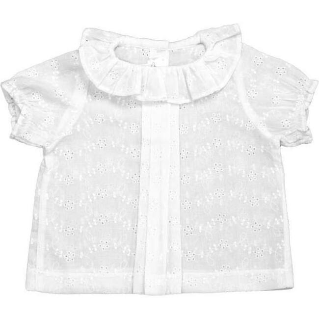 Eyelet Ruffle Collar Blouse, White
