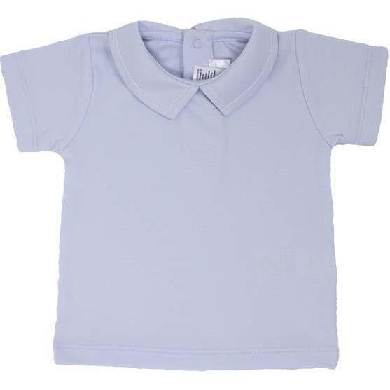 Pointed Collar Short Sleeve Shirt, Light Blue
