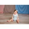 Blue Floral Ruffle Collar Bubble Romper, Blue Multi - Rompers - 2