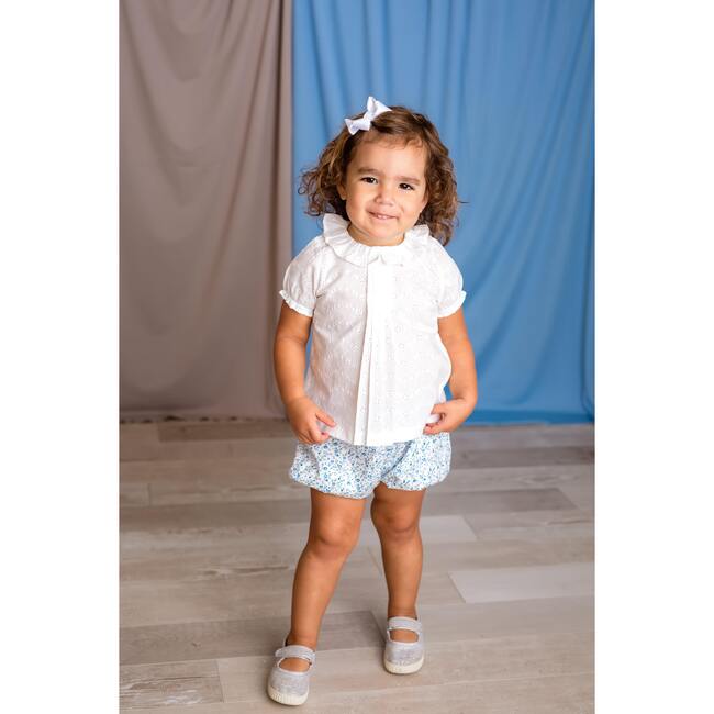 Eyelet Ruffle Collar Blouse, White
