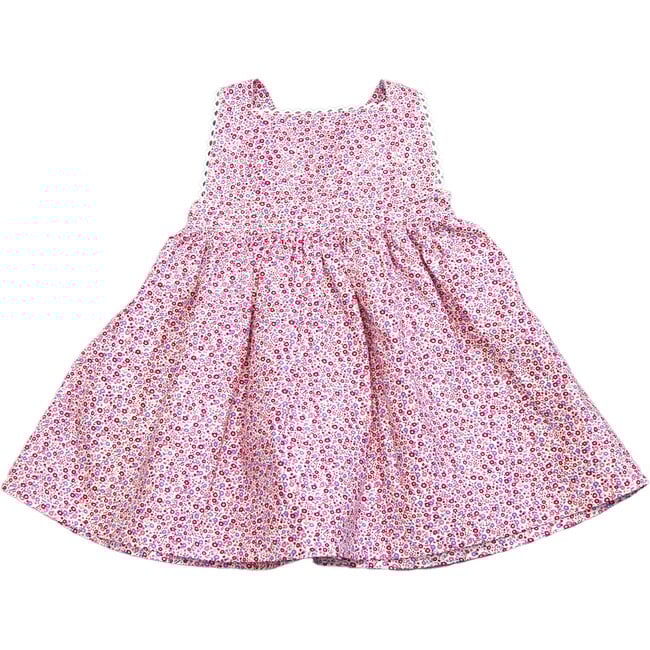 Pink Floral Pinafore Dress, Pink Multi