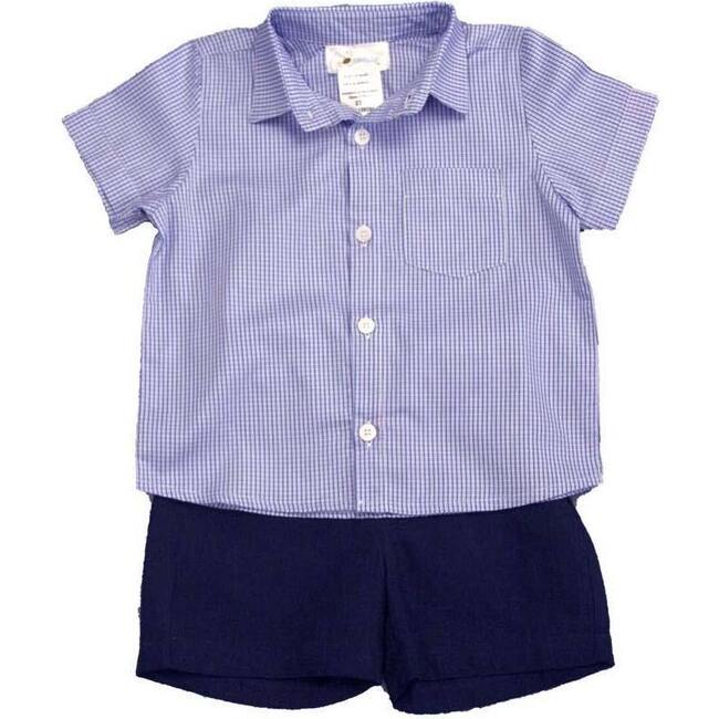 Blue Checks Short Set, Blue Multi