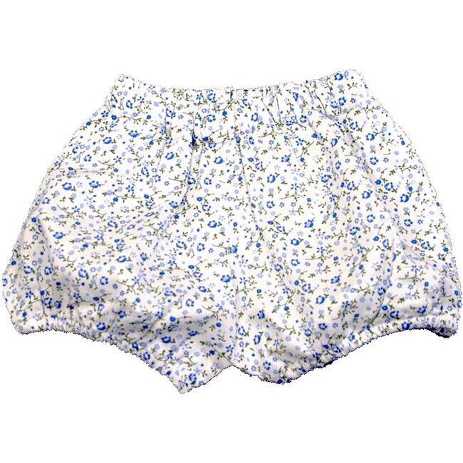 Blue Floral Diaper Cover, Blue Multi - Bloomers - 1