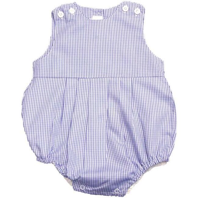Blue Checks Bubble Romper, Blue