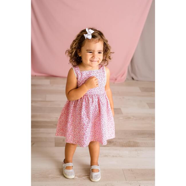 Pink Floral Pinafore Dress, Pink Multi