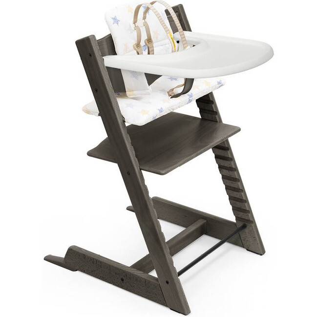 Tripp Trapp® High Chair and Cushion with Stokke® Tray, Grey - Highchairs - 1