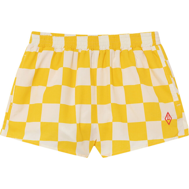 Puppy Swimsuit, Yellow Check - Swim Trunks - 1