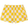 Puppy Swimsuit, Yellow Check - Swim Trunks - 1 - thumbnail