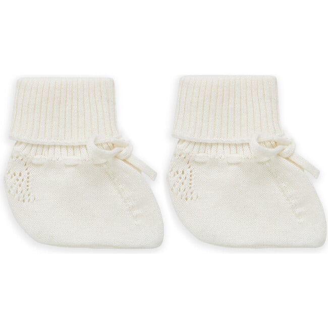 Angel Wing Knitted Booties in Ivory