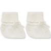 Angel Wing Knitted Booties in Ivory - Booties - 1 - thumbnail