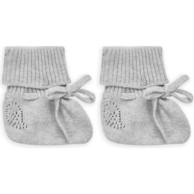 Angel Wing Knitted Booties in Grey