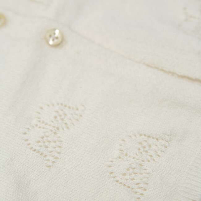 Angel Wing Pointelle Cardigan in Ivory - Cardigans - 4