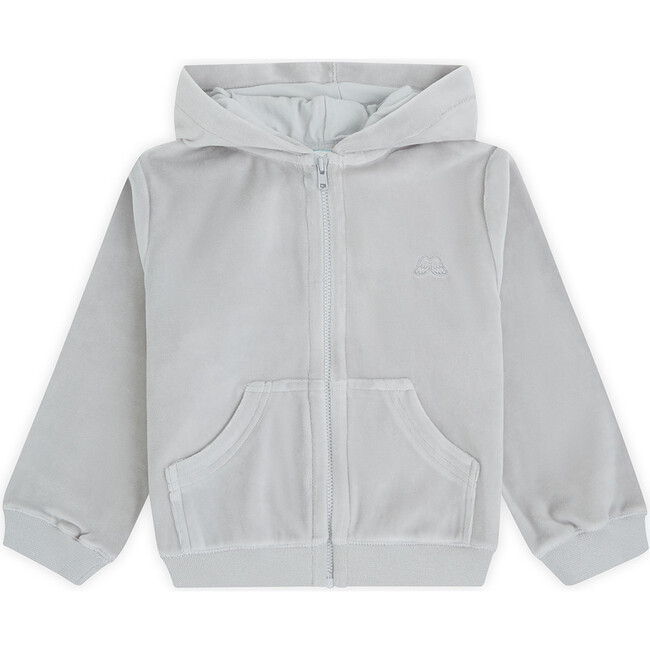 Angel Wing Hooded Velour  Sweatshirt in Grey - Sweatshirts - 1