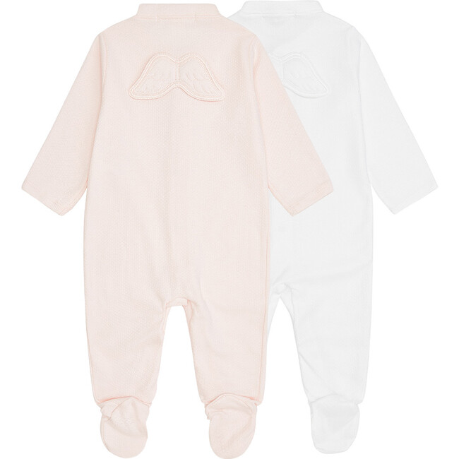 Set of 2 Angel Wing Pointelle Sleepsuits in Pink