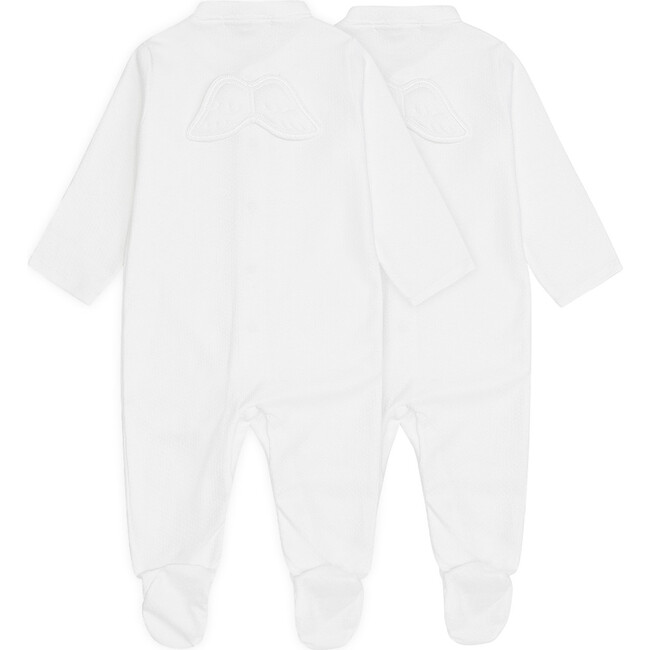 Set of 2 Angel Wing Pointelle Sleepsuits in White