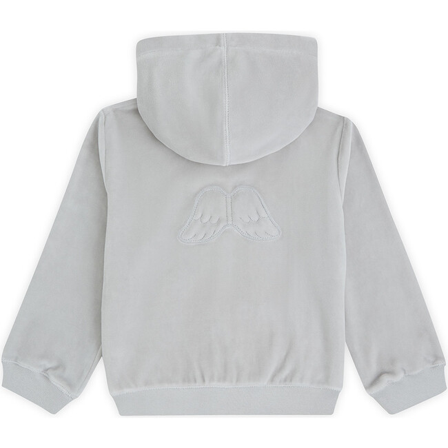 Angel Wing Hooded Velour  Sweatshirt in Grey - Sweatshirts - 4