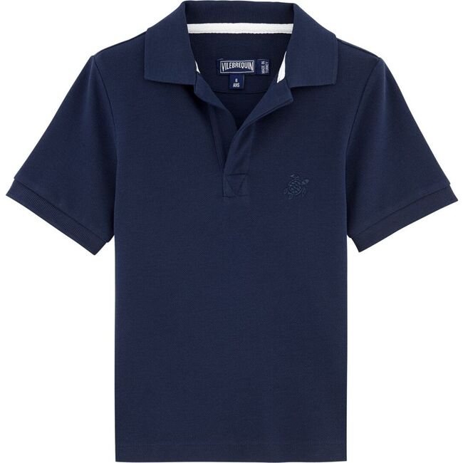 Pique de Coton Polo Shirt, Navy