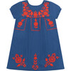 Noor Embroidery Dress, Blue - Dresses - 1 - thumbnail