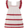 Sandrine Women's Fringed Chacha Dress, White & Red - Dresses - 1 - thumbnail