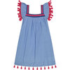 Women's Sandrine Reversible Tassel Dress, Azure Blue & Stripe - Dresses - 1 - thumbnail