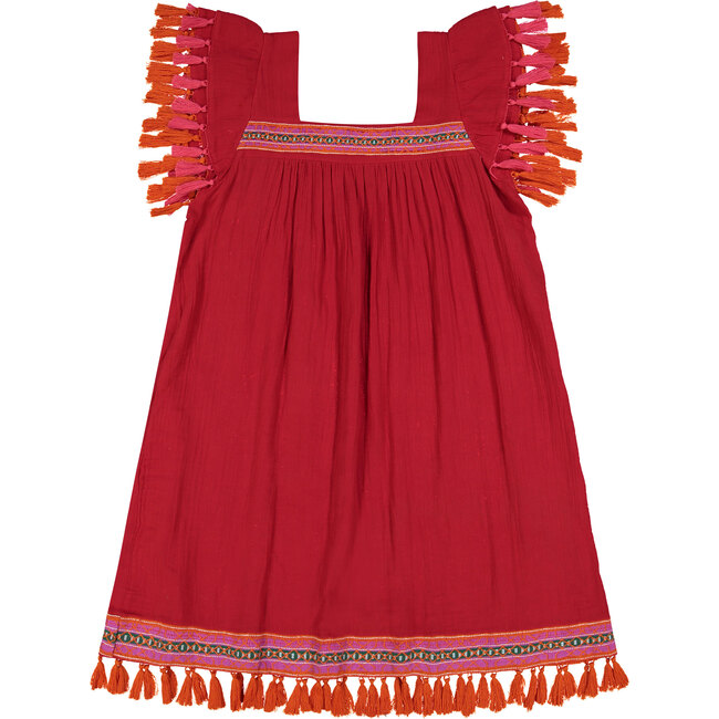 Sandrine Women's Tassel Dress, Red - Dresses - 1