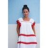 Sandrine Women's Fringed Chacha Dress, White & Red - Dresses - 4