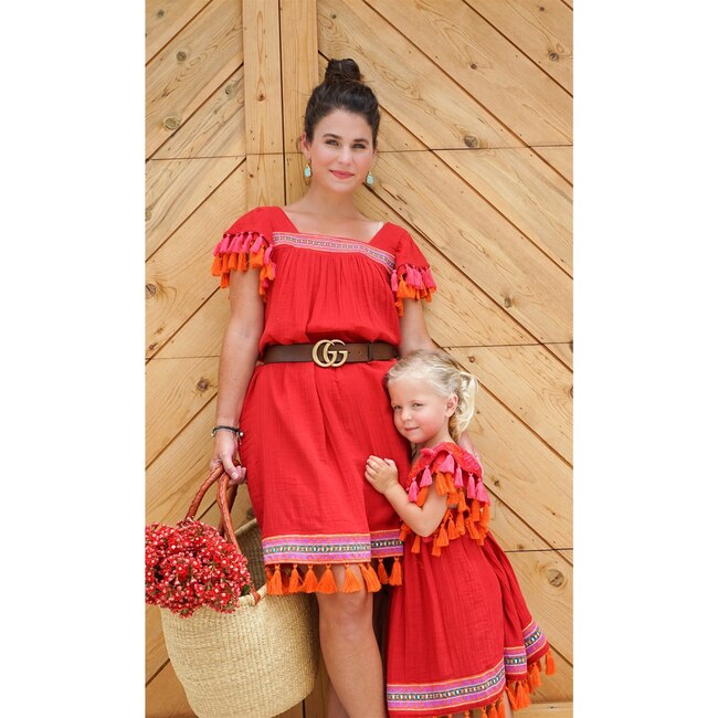 Sandrine Women's Tassel Dress, Red - Dresses - 2
