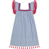 Women's Sandrine Reversible Tassel Dress, Azure Blue & Stripe - Dresses - 2