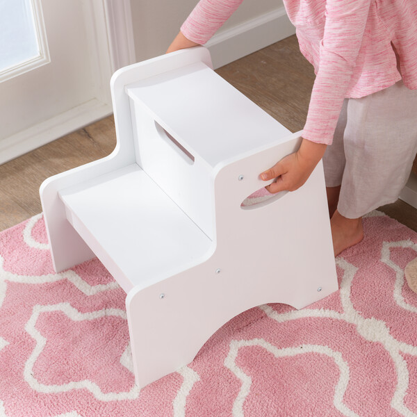 Two Step Stool, White - KidKraft Bookcases & Toy Chests | Maisonette