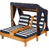 Double Chaise Lounge With Cupholders, Honey/Navy/White - Kids Seating - 1 - thumbnail
