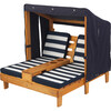 Double Chaise Lounge With Cupholders, Honey/Navy/White - Kids Seating - 4