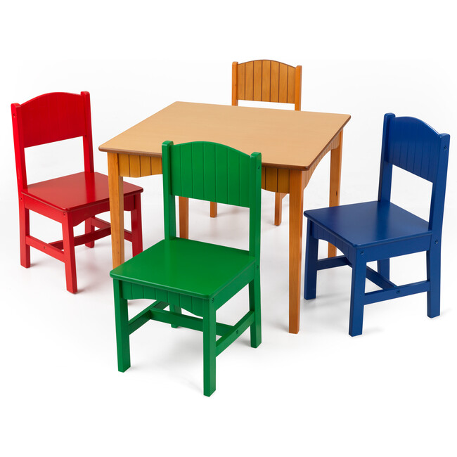 Nantucket Honey Table & 4 Primary Chairs