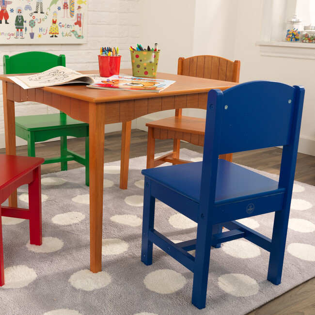 Nantucket Honey Table & 4 Primary Chairs - Kids Seating - 4