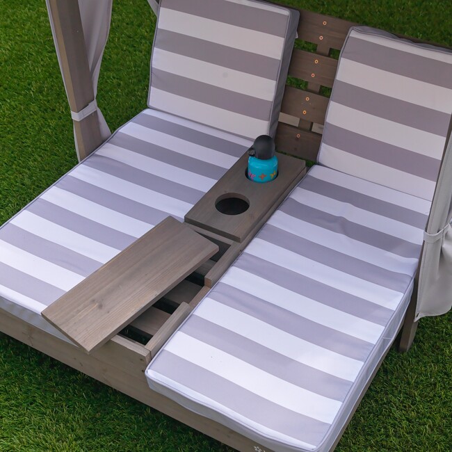 Double Chaise Lounger With Cupholder, Grey/White - Kids Seating - 7