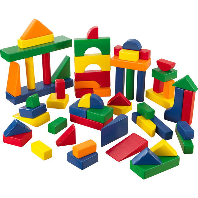 60 Pc Wooden Block Set, Primary Colors - Blocks - 1