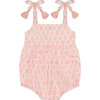 Zoe Baby Tie Romper, Pink Block Print - Rompers - 1 - thumbnail