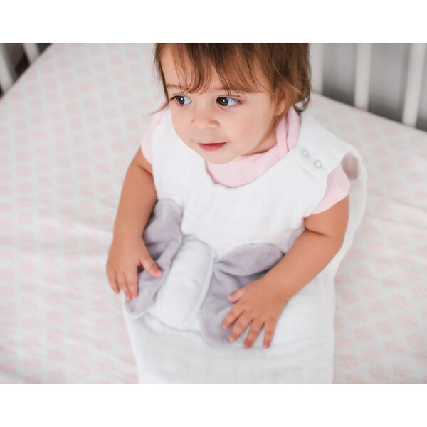 Wearable Lovey Blanket, White and Gray Snuggy Buddy Blankets