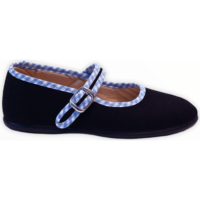 Canvas Mary Jane, Black with Gingham Details - Mary Janes - 1