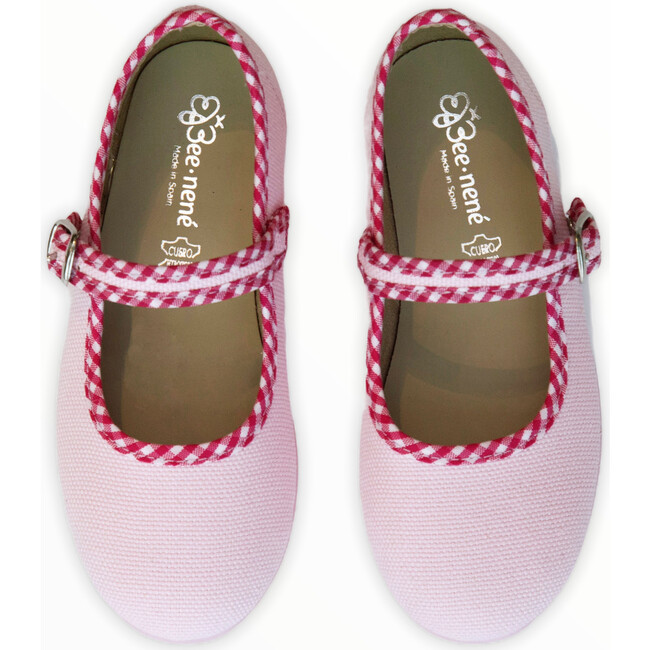 Canvas Mary Jane, Pink with Gingham Details