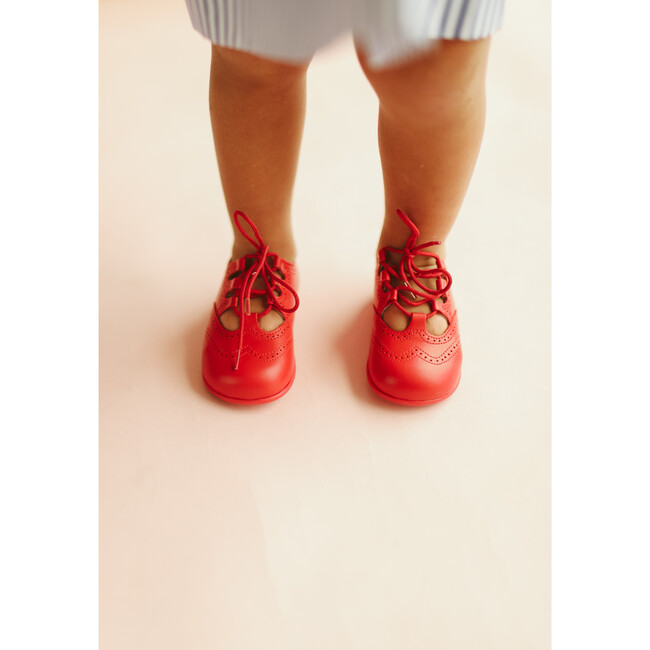 Leather Lace up Shoe, Red - Dress Shoes - 2