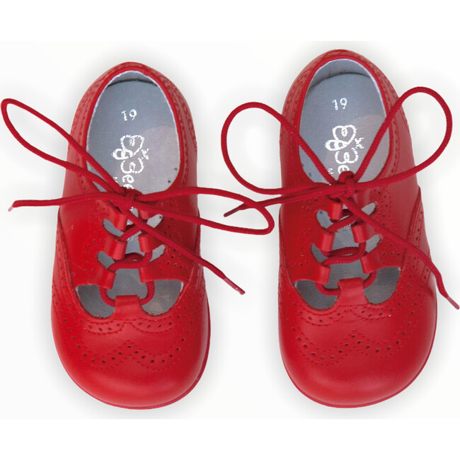 Leather Lace up Shoe, Red - Dress Shoes - 3