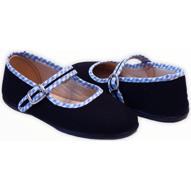 Canvas Mary Jane, Black with Gingham Details - Mary Janes - 5