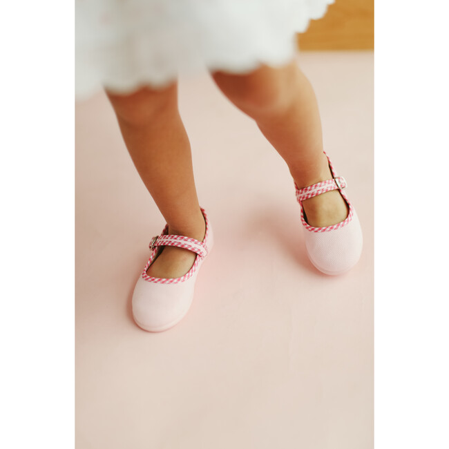 Canvas Mary Jane, Pink with Gingham Details - Mary Janes - 3