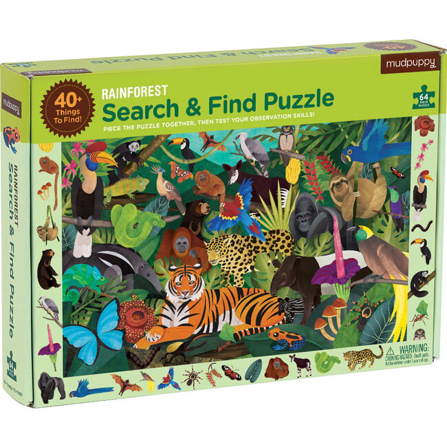 Rainforest: Search & Find Puzzles 64 Pieces - Mudpuppy Puzzles | Maisonette