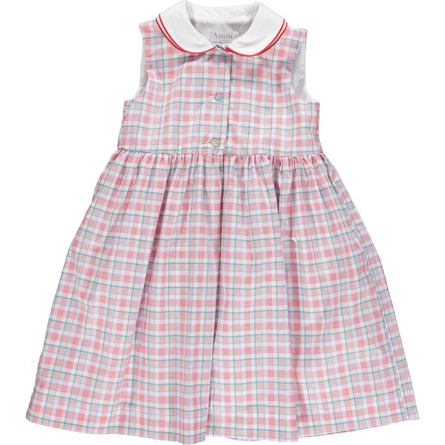 Caroline Tartan Dress, Red & Blue